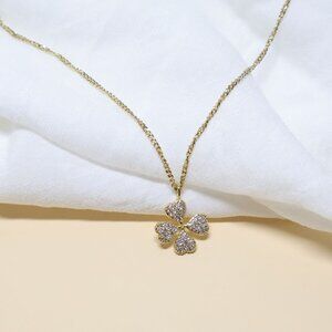Kendra Scott Clover Short Necklace White Crystal Gold